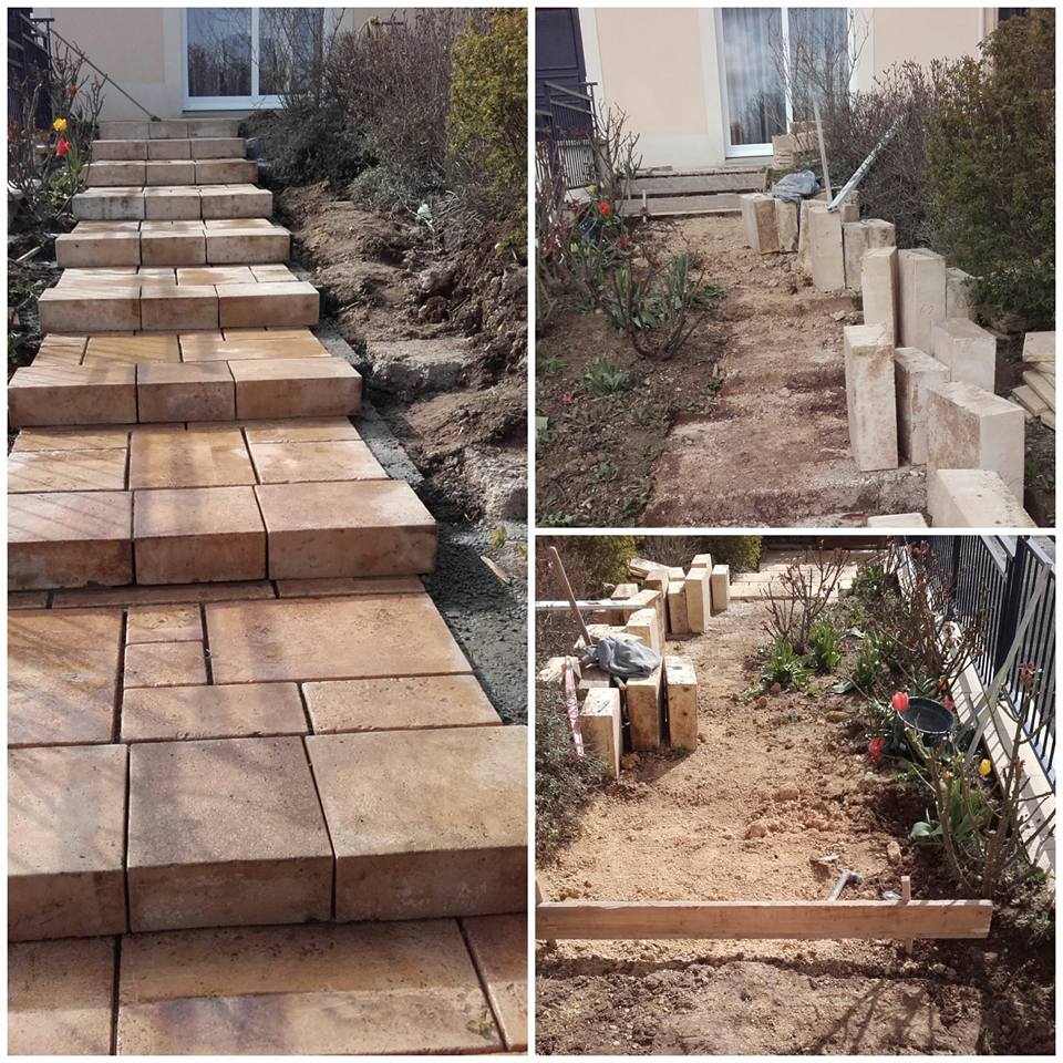installation des marches en pierre à Louvigny
