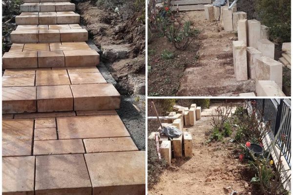 installation des marches en pierre à Louvigny